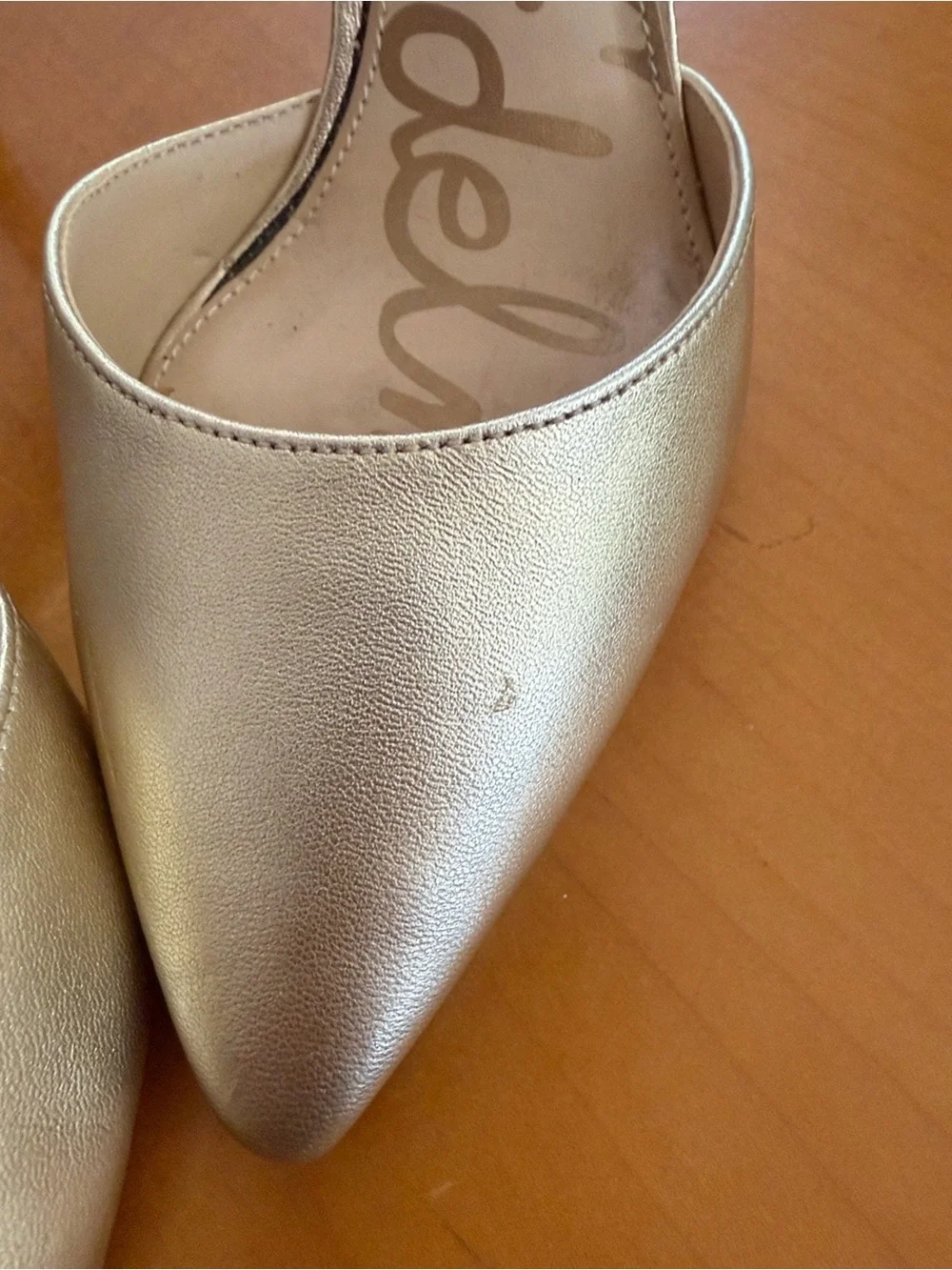 Sam Edelman Metallic Gold D'Orsay Pointed Heels